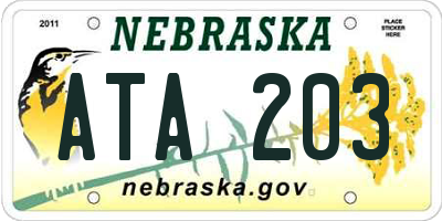 NE license plate ATA203