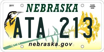 NE license plate ATA213