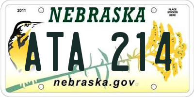 NE license plate ATA214