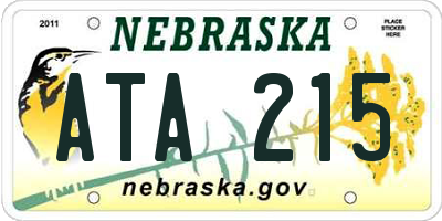 NE license plate ATA215