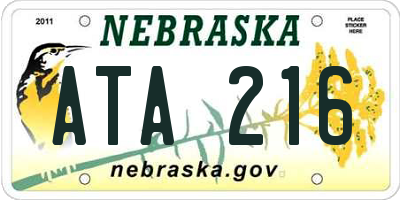 NE license plate ATA216