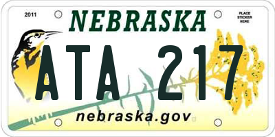 NE license plate ATA217
