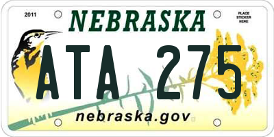 NE license plate ATA275