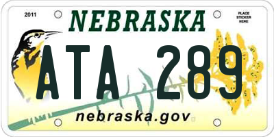 NE license plate ATA289