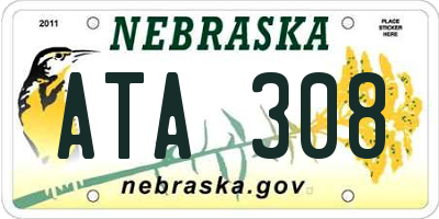 NE license plate ATA308