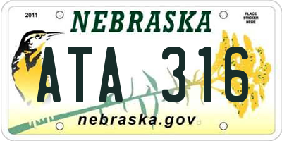 NE license plate ATA316