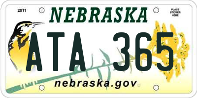 NE license plate ATA365