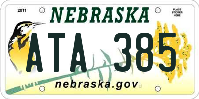 NE license plate ATA385
