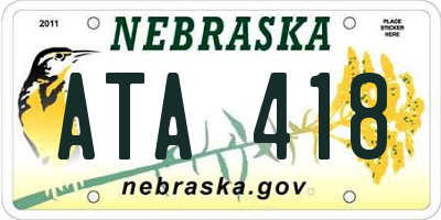 NE license plate ATA418