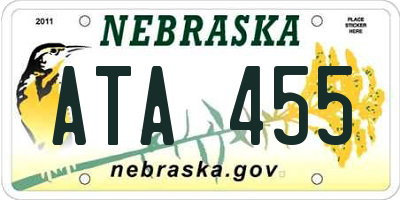 NE license plate ATA455