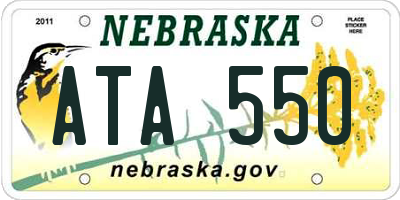 NE license plate ATA550