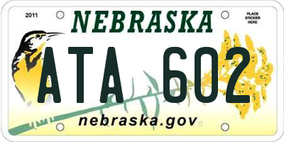 NE license plate ATA602