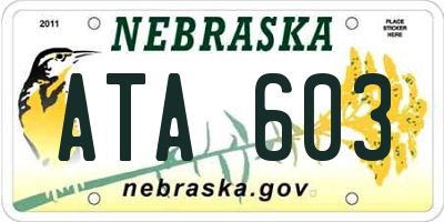 NE license plate ATA603