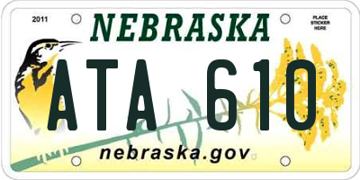 NE license plate ATA610