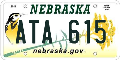 NE license plate ATA615