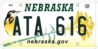 NE license plate ATA616