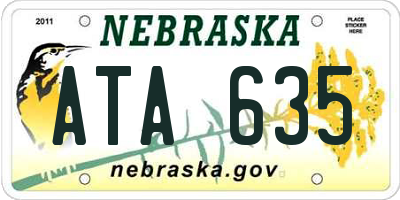 NE license plate ATA635
