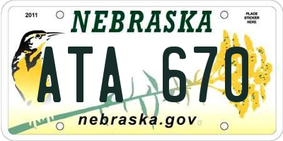 NE license plate ATA670