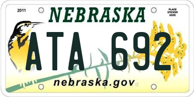 NE license plate ATA692