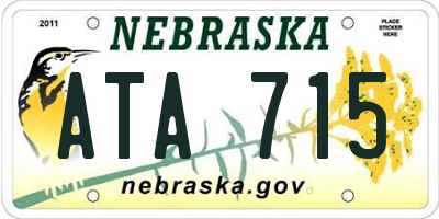 NE license plate ATA715