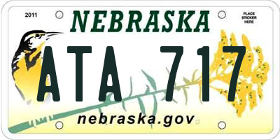 NE license plate ATA717
