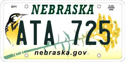 NE license plate ATA725