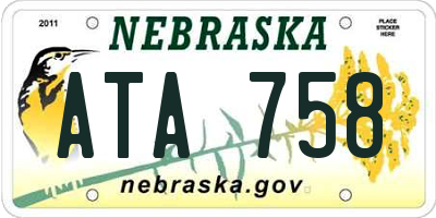 NE license plate ATA758