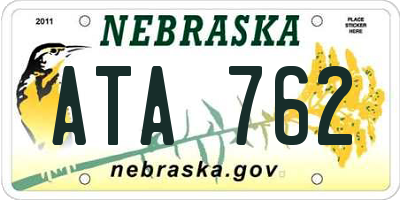 NE license plate ATA762