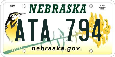 NE license plate ATA794