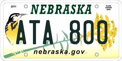 NE license plate ATA800