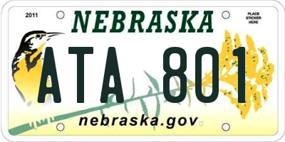 NE license plate ATA801