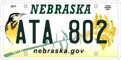 NE license plate ATA802