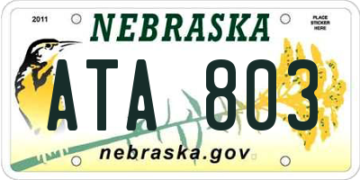 NE license plate ATA803