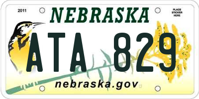 NE license plate ATA829