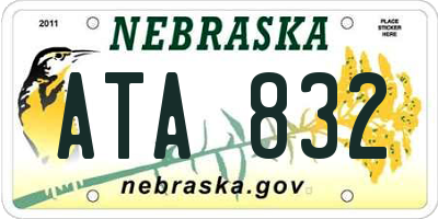 NE license plate ATA832