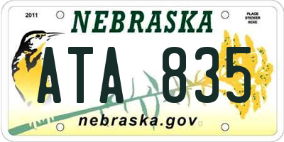 NE license plate ATA835