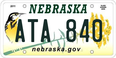 NE license plate ATA840