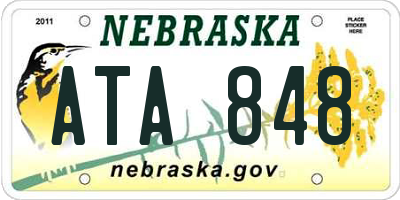 NE license plate ATA848