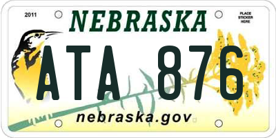 NE license plate ATA876