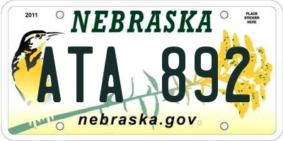 NE license plate ATA892