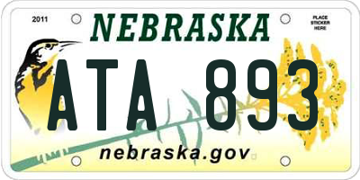NE license plate ATA893
