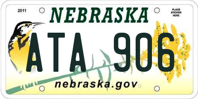 NE license plate ATA906