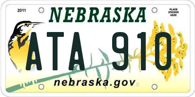 NE license plate ATA910