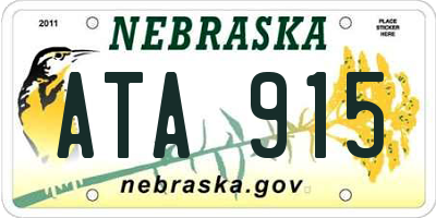 NE license plate ATA915
