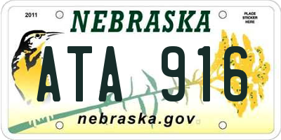 NE license plate ATA916