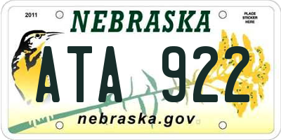 NE license plate ATA922