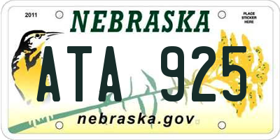 NE license plate ATA925