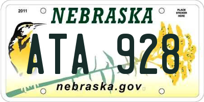 NE license plate ATA928