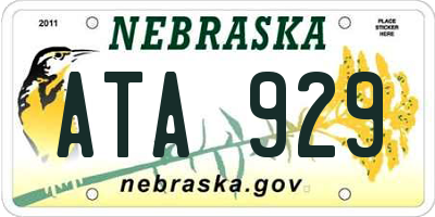 NE license plate ATA929