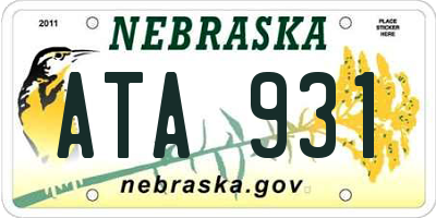 NE license plate ATA931